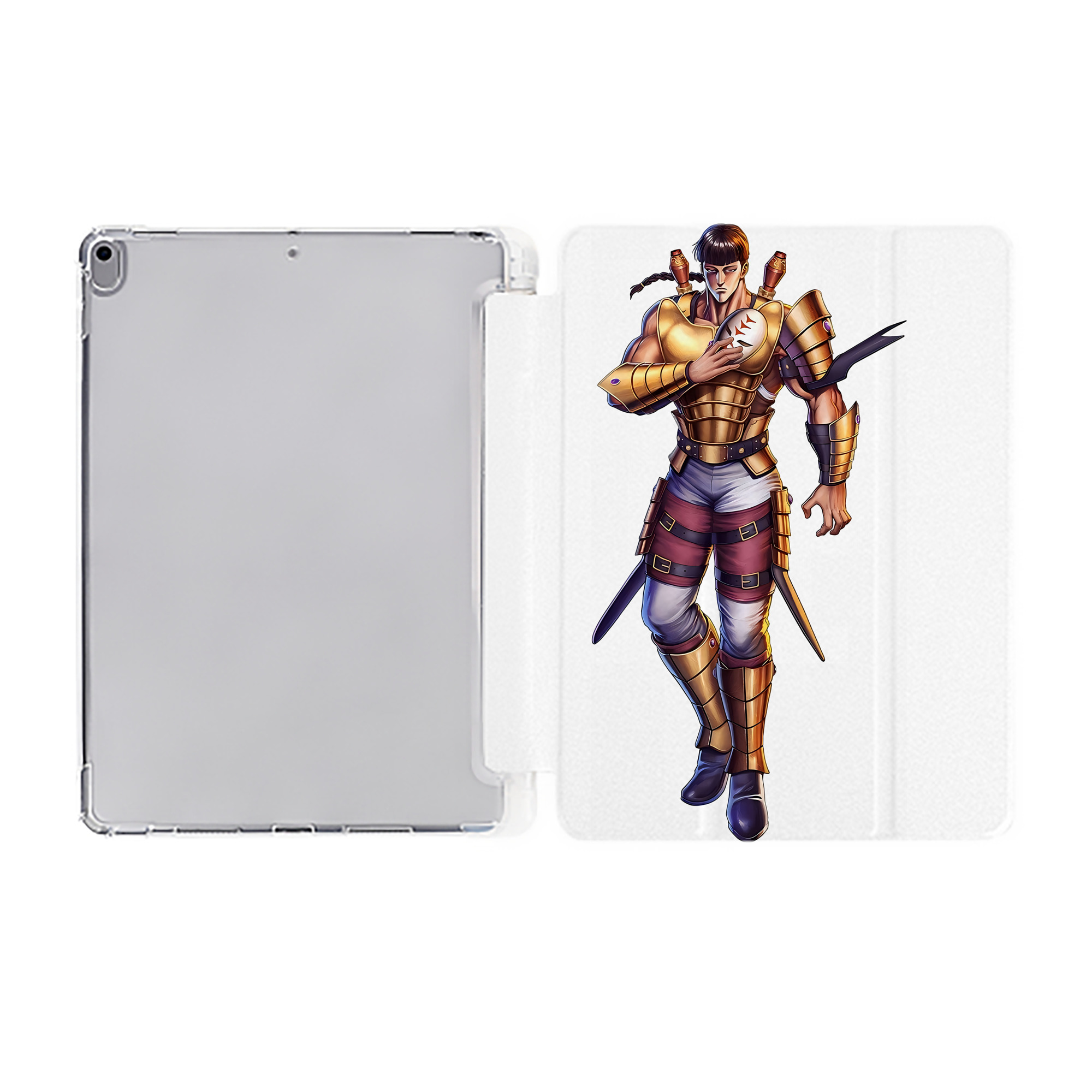（画像用） 北斗の拳 Fist of the North Star IPad ケース ペン収納付き 三つ折りスタンド PUレザー×シリコン 対応機種9.5/10.5/10.9インチ